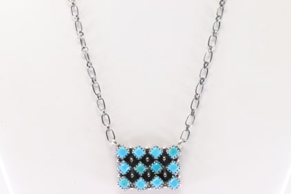 America Sterling Silver Turquoise Necklace.