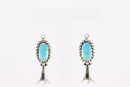 Sterling Silver Turquoise Blossom Dangling Earring's.