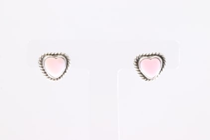 Sterling Silver Pink Conch Heart Post Earring's.