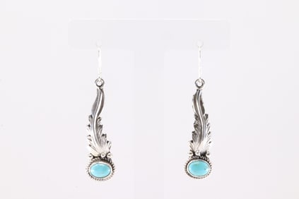 America Sterling Silver Turquoise Dangling Earring's.