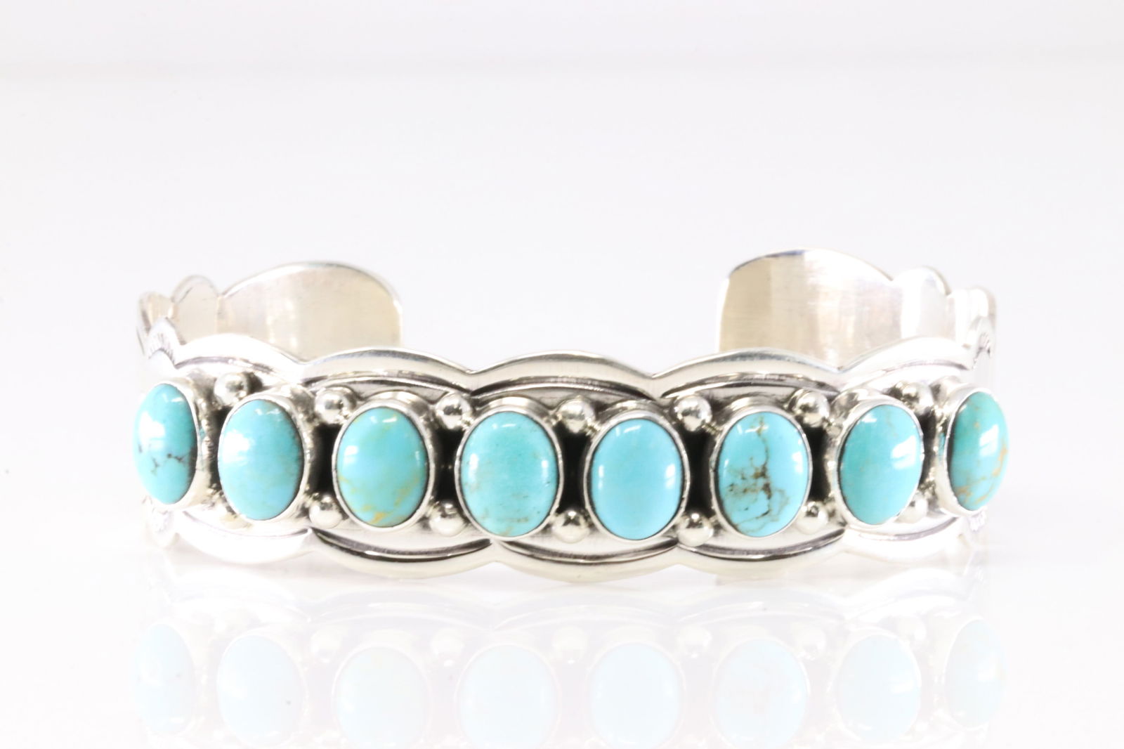 Native America Navajo Sterling Silver Turquoise Bracelet Cuff By Thomas Yazzie. From R.B Company.: This is a Native America Navajo Sterling Silver Turquoise Bracelet Cuff By Thomas Yazzie. From R.B Company. Stamp R.B.