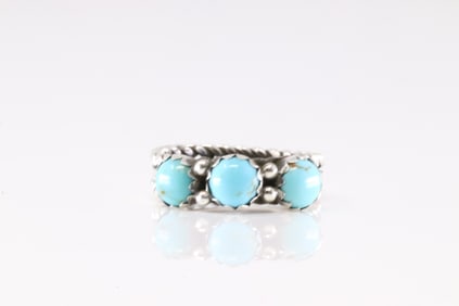 Native America Navajo Sterling Silver Turquoise Ring By R.King.