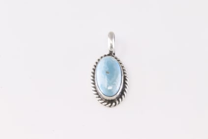 Native America Navajo Sterling Silver Larimar Pendant By Dixon.