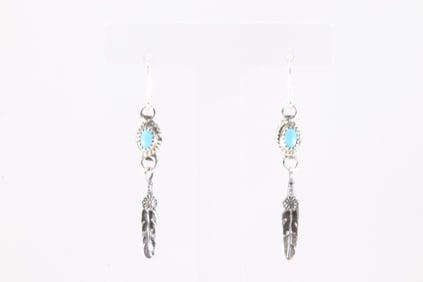 America Sterling Silver Turquoise Danglin Earring's.