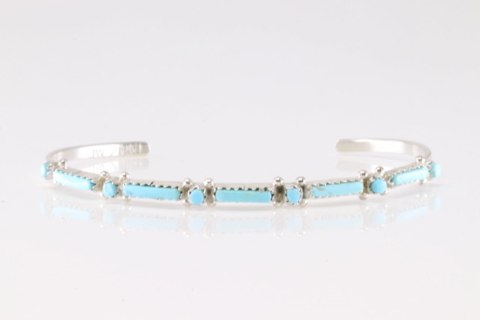 Native America Zuni Sterling Silver Turquoise Bracelet Cuff By J.W. (1 of 4)