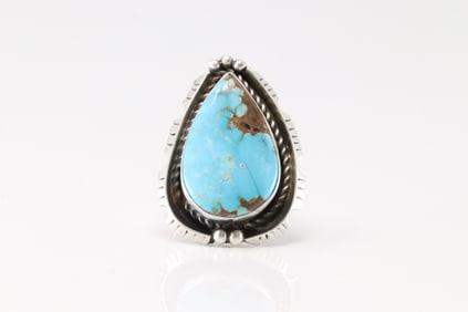 Native America Navajo Sterling Silver Turquoise Ring By LSS.