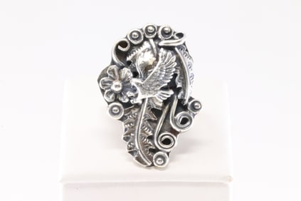 Native America Navajo Sterling Silver Floral Ring By Harry B.Yazzie.