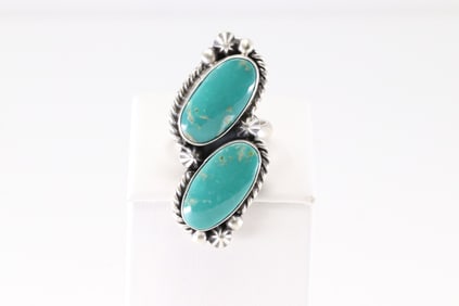 Native America Navajo Sterling Silver Turquoise Ring By RN.