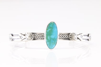 America Sterling Silver Turquoise Bracelet Cuff.