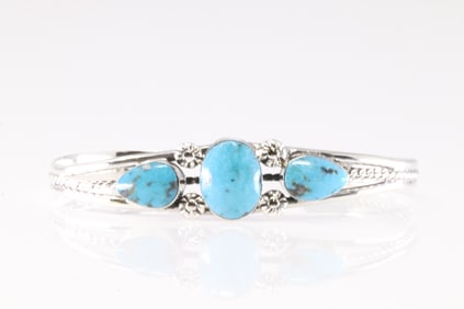 America Sterling Silver Turquoise Bracelet Cuff.
