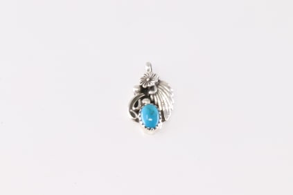 America Sterling Silver Turquoise Pendant.