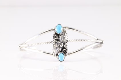 America Sterling Silver Turquoise Bracelet Cuff.