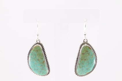 Native America Navajo Sterling Silver Royston Dangling Earring's By I Kee.