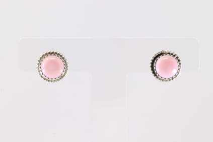 America Sterling Silver Pink Conch Shell Post Earring's.