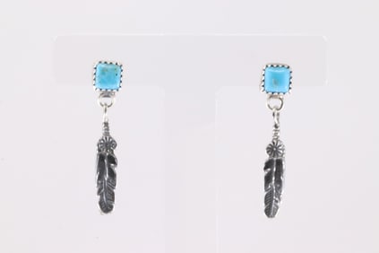 America Sterling Silver Turquoise / Post Dangling Earring's.
