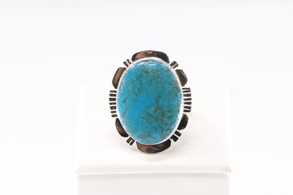 Native America Navajo Sterling Silver Turquoise Ring By Jimmy Garcia.