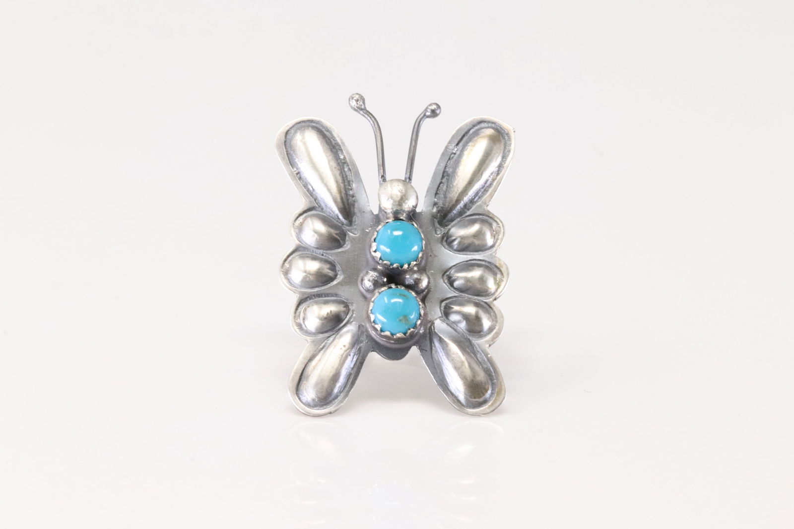 Native America Navajo Sterling Silver Turquoise Butterfly Ring By L.Yazzie. (1 of 4)