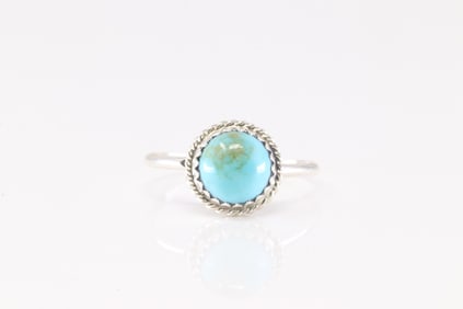 Native America Navajo Sterling Silver Turquoise Ring By Esther White.
