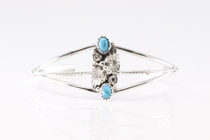 America Sterling Silver Turquoise Bracelet Cuff.