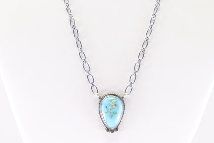 America Sterling Silver Turquoise Necklace.