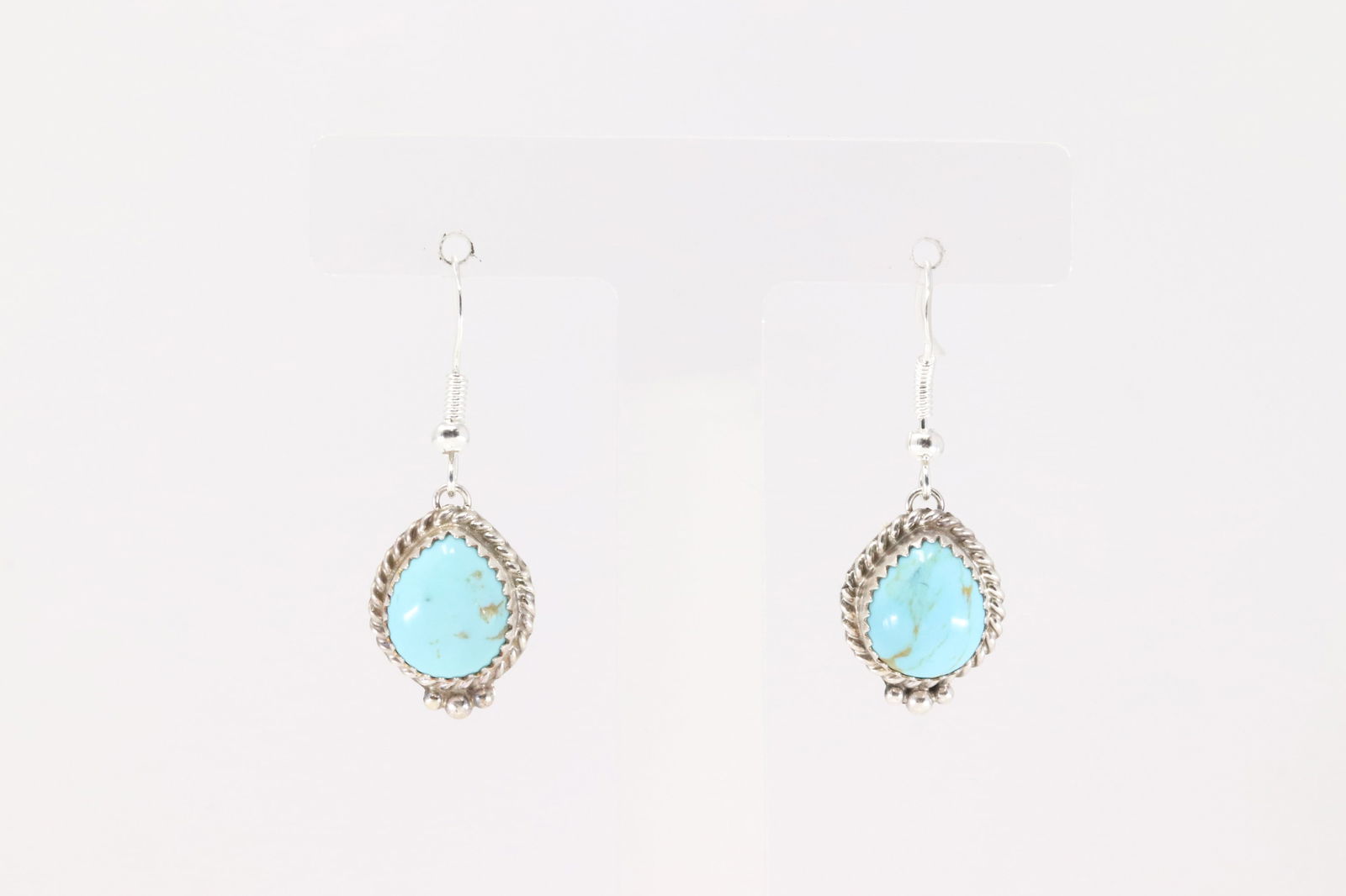 Native America Navajo Sterling Silver Kingman Turquoise Dangling Earring's By Trish Largo.: This is a Native America Navajo Sterling Silver Kingman Turquoise Dangling Earring's By Trish Largo.