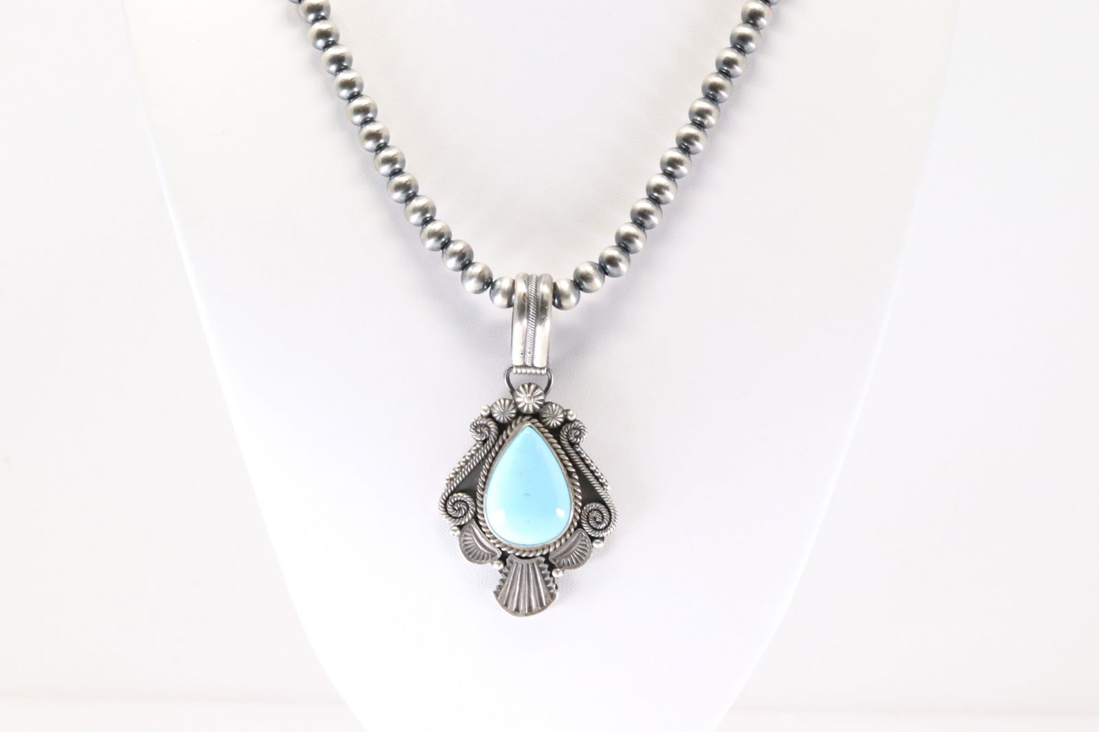 Native America Navajo Sterling Silver Turquoise Pendent By Micheal Calladitto With None Navajo (1 of 4)