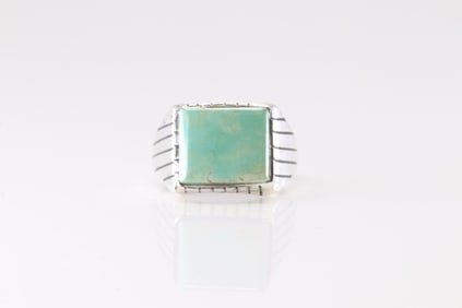 Native America Navajo Sterling Silver Turquoise Ring By R.