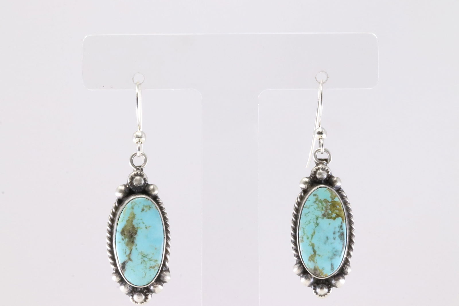 Native America Navajo Sterling Silver Kingman Turquoise Dangling Earring's By Elouise Kee.: This is a Native America Navajo Sterling Silver Kingman Turquoise Dangling Earring's By Elouise Kee. Stamp EK.