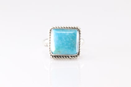 Native America Navajo Sterling Silver Turquoise Ring By J.