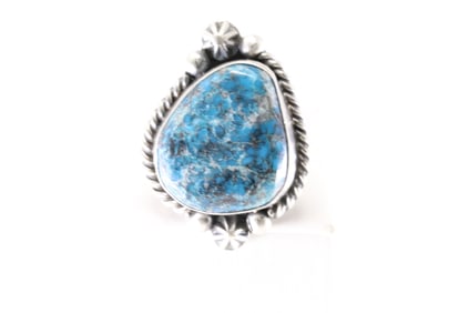 Native America Navajo Sterling Silver Turquoise Ring By Dixon.