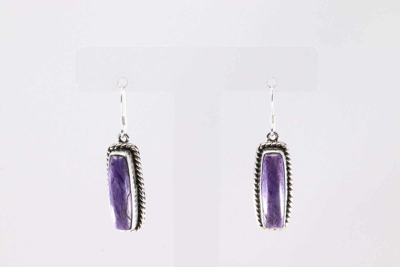 Native America Navajo Sterling Silver Purple Spiny Oyster Dangling Earring's By F.: This is a Native America Navajo Sterling Silver Purple Spiny Oyster Dangling Earring's By F. Stamp F.