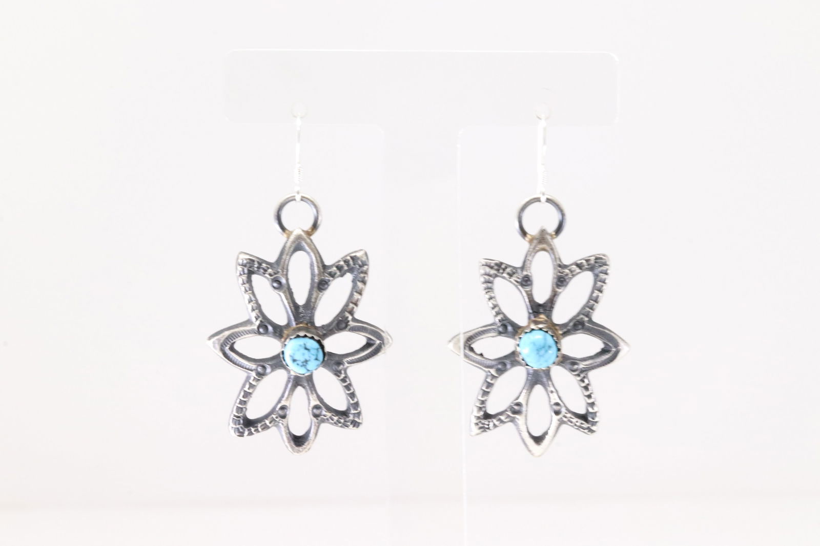 Native America Navajo Sterling Silver Turquoise Dangling Earring's By Eva & Linberg Billah. (1 of 4)
