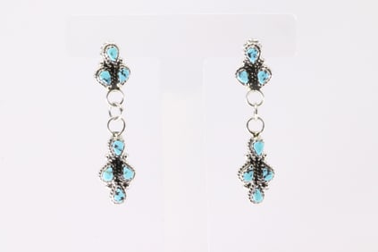 Sterling Silver Turquoise Post Dangling Earring's.