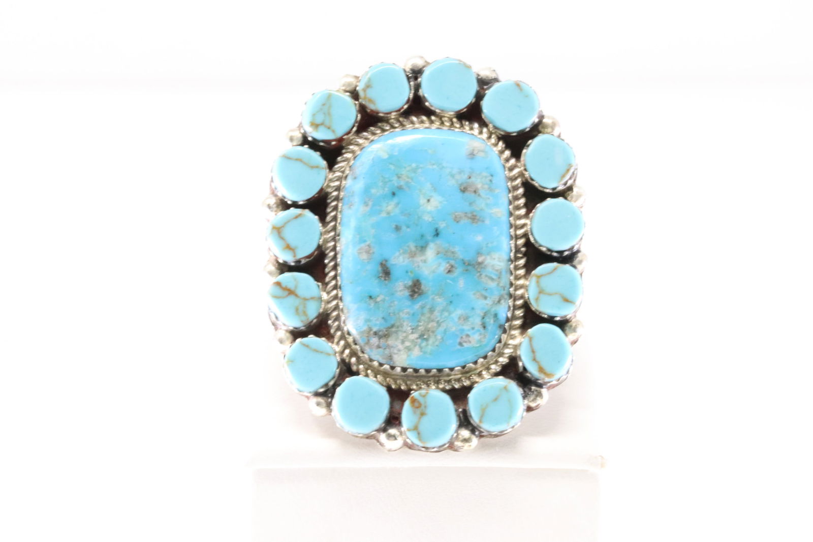Native America Navajo Sterling Silver Kingman Turquoise Ring By L.Etcitty. (1 of 4)