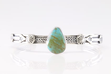 America Sterling Silver Turquoise Bracelet Cuff.