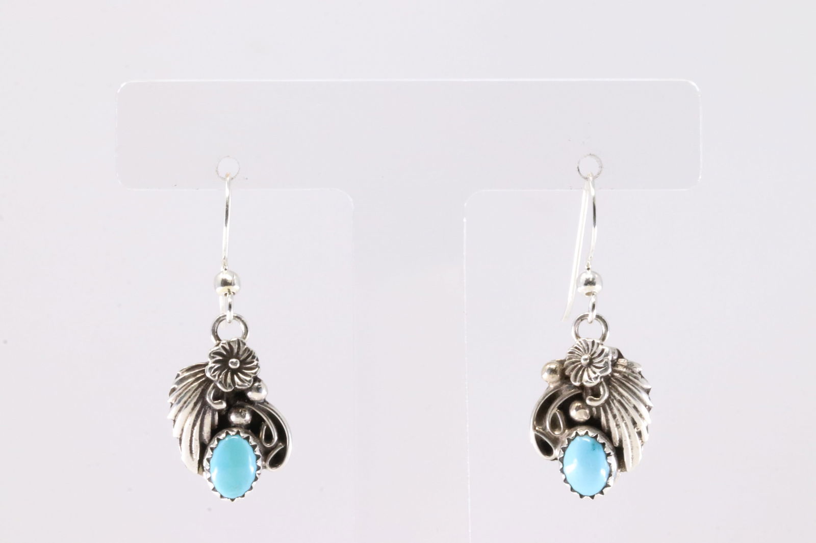 America Sterling Silver Turquoise Feather Post Earring's. (1 of 3)