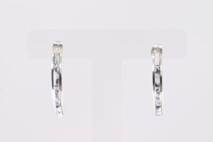 America  Sterling Silver White Buffalo Hoop Earring's.