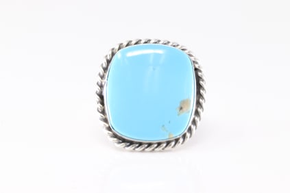 Native America Navajo Sterling Silver Turquoise Ring By L.Silversmith.
