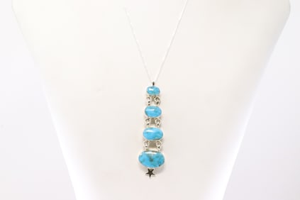 America Sterling Silver Turquoise Necklace.