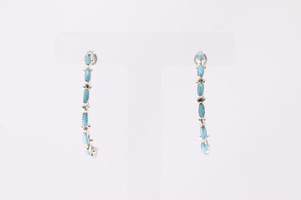 Sterling Silver Turquoise Post Hoop Earring's.