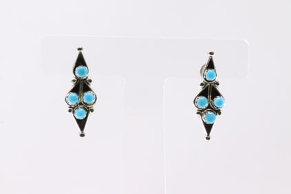 Native America Zuni Sterling Silver Turquoise Post Earring's By Jaylene Bellson.