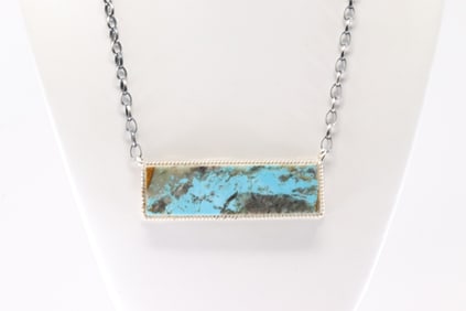 Native America Navajo Sterling Silver Number 8 Necklace By Brandon Etcitty.