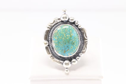Native America Navajo Sterling Silver Sonora Gold Turquoise Ring By Daniel Benally.