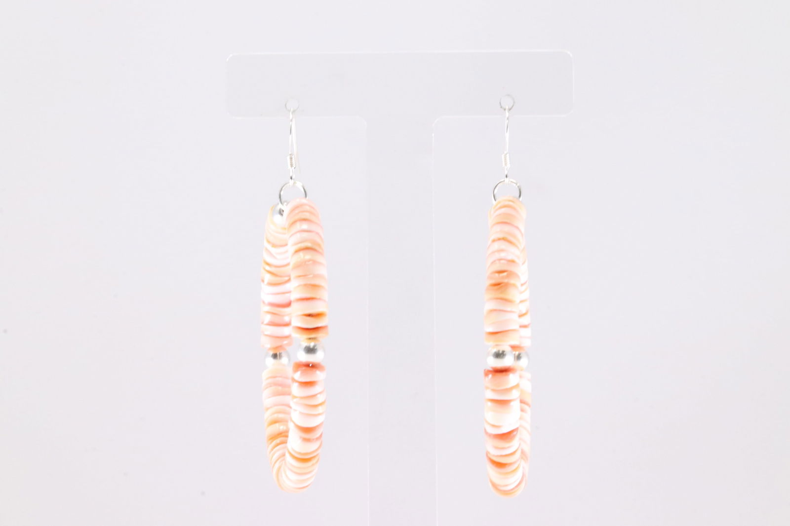 Native American Sterling Silver Spiny Oyster Dangling Hoop Earring's.: This is a Native American Sterling Silver Spiny Oyster Dangling Hoop Earring's.