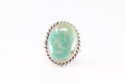 Native America Navajo Sterling Silver Turquoise Ring By C.