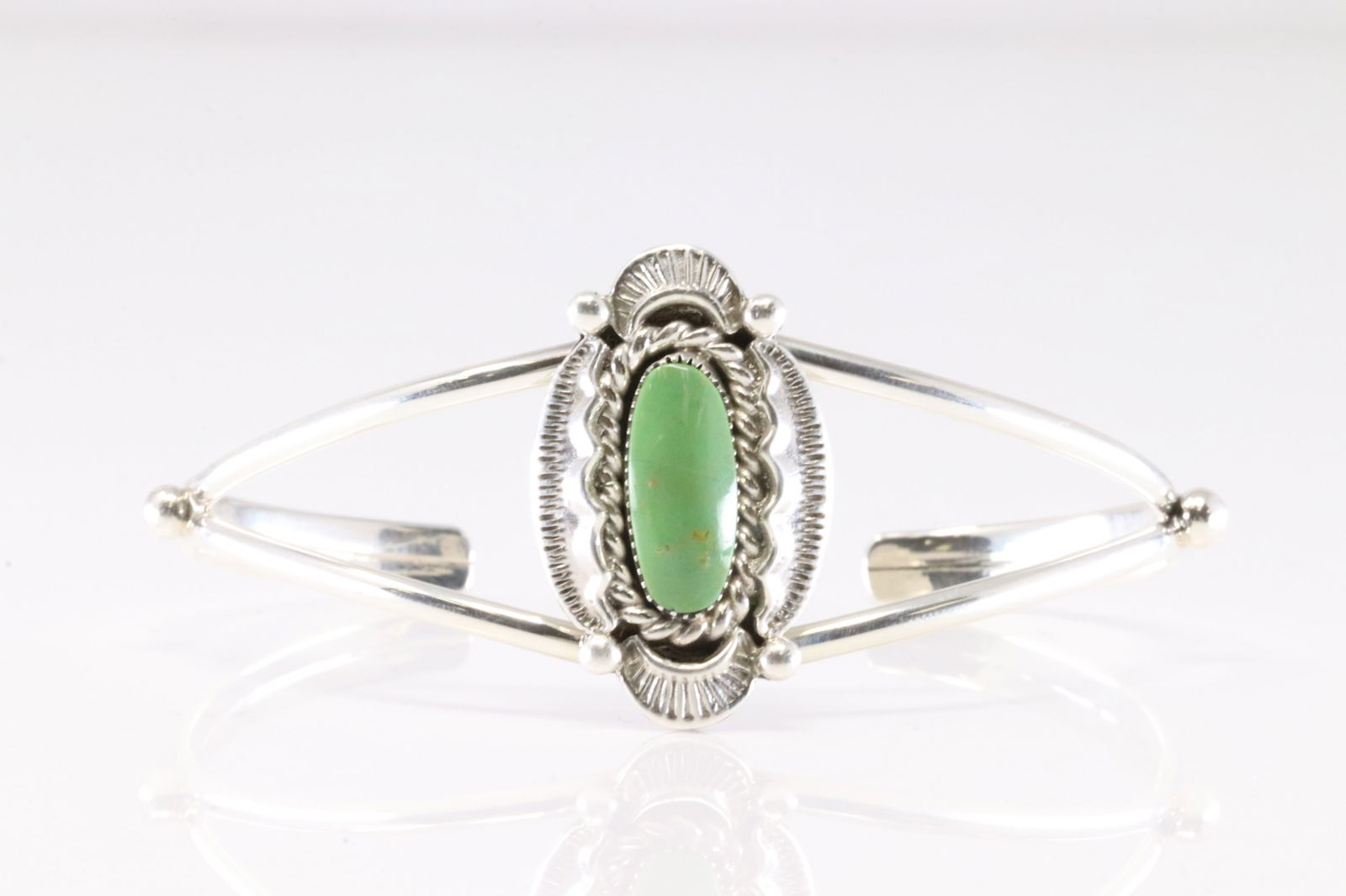 Native America Navajo Sterling Silver Turquoise Bracelet Cuff By Sadie Jim.: This is a Native America Navajo Sterling Silver Turquoise Bracelet Cuff By Sadie Jim. From R.B Company.