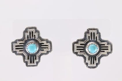 America Sterling Silver Turquoise Cross Post Earring's.
