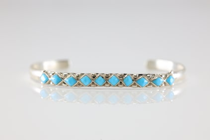 America Sterling Silver Turquoise Bracelet Cuff.