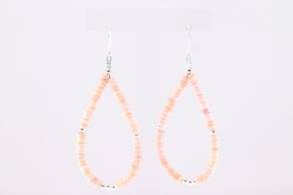 America Sterling Silver Pink Conch Dangling Earring's.