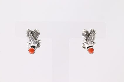 Sterling Silver Coral Eagle Post Earring's.
